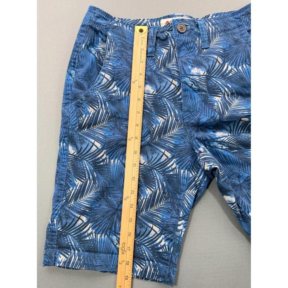 Arizona Jean Co Palm Leaf Tropical Shorts Blue Stretch Chino | Men's 29
